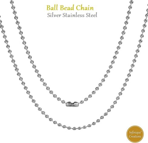 INFINIQUE CREATIONS Stainless Steel Silver Ball Chain Bracelet Necklace Men Women 1mm-5mm 7"-38" in Saudi Arabia