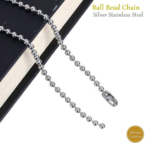 INFINIQUE CREATIONS Stainless Steel Silver Ball Chain Bracelet Necklace Men Women 1mm-5mm 7"-38" in Saudi Arabia