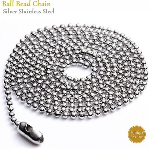 INFINIQUE CREATIONS Stainless Steel Silver Ball Chain Bracelet Necklace Men Women 1mm-5mm 7"-38" in Saudi Arabia