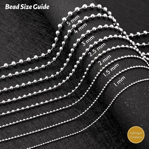 INFINIQUE CREATIONS Stainless Steel Silver Ball Chain Bracelet Necklace Men Women 1mm-5mm 7"-38" in Saudi Arabia