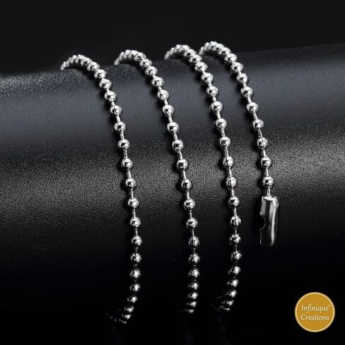 INFINIQUE CREATIONS Stainless Steel Silver Ball Chain Bracelet Necklace Men Women 1mm-5mm 7"-38" in Saudi Arabia