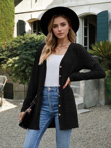 Women's Knit Sweater 2025 Spring Fall Long Sleeve Open Front Cardigan Sweater Lightweight Casual Outerwear with Pockets in Saudi Arabia