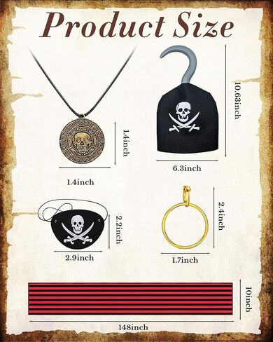 إكسسوارات أزياء القرصان للرجال والنساء - مجموعة قراصنة عصر النهضة من العصور الوسطى لأزياء الهالوين التنكرية in Kuwait