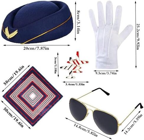 6 Pcs Women's Flight Attendant Costume Accessories Stewardess Outfits in Kuwait