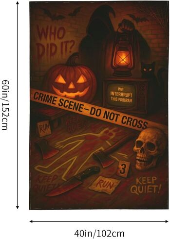 HUGZFLUFF Halloween Crime Scene Tapestry 60x40 Inch - Spooky Murder Mystery Party Decorations, Scary Skeleton Wall Hanging Decor, Creepy Horror Detective Room Backdrop for Indoor Home Dorm in Saudi Arabia