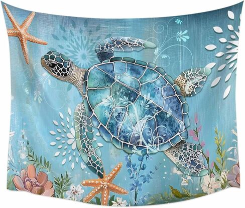 Tapestry Wall Hanging Ocean Turtle Retro Flower Room Decor Tapestries for Bedroom Living Room College Dorm Aesthetic Small 39x59 Inch in Saudi Arabia