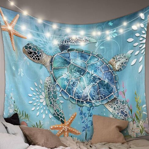 Tapestry Wall Hanging Ocean Turtle Retro Flower Room Decor Tapestries for Bedroom Living Room College Dorm Aesthetic Small 39x59 Inch in Saudi Arabia