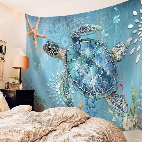 Tapestry Wall Hanging Ocean Turtle Retro Flower Room Decor Tapestries for Bedroom Living Room College Dorm Aesthetic Small 39x59 Inch in Saudi Arabia