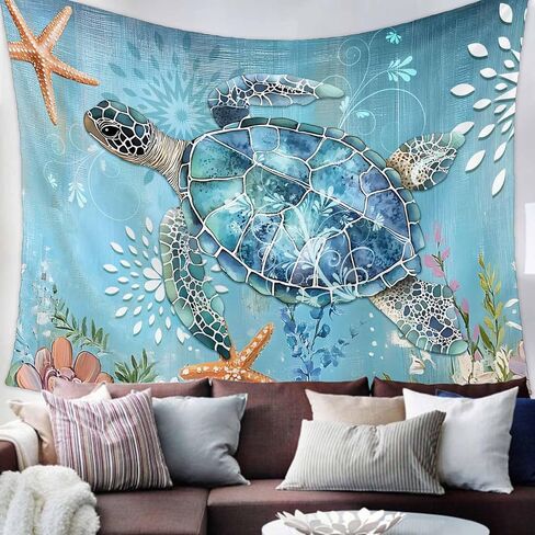 Tapestry Wall Hanging Ocean Turtle Retro Flower Room Decor Tapestries for Bedroom Living Room College Dorm Aesthetic Small 39x59 Inch in Saudi Arabia