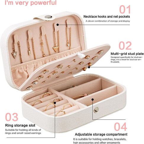 Jewelry Organizer Box - Travel Storage Case for Earrings, Rings, Necklaces, Bracelets | Compact & Durable(pink) in Saudi Arabia