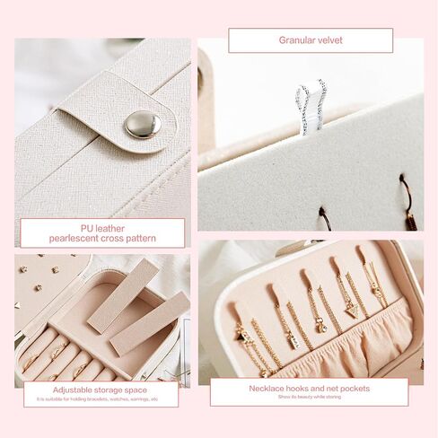 Jewelry Organizer Box - Travel Storage Case for Earrings, Rings, Necklaces, Bracelets | Compact & Durable(pink) in Saudi Arabia