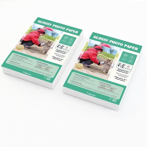 4x6 Glossy Photo Paper, Photo Quality Paper for Inkjet Printer, 4R Size, 200 Bulk Pack, 52lb/200gsm (P0406YB200GP) in Kuwait