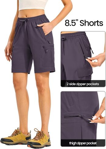TBMPOY Women's Hiking Cargo Shorts 8.5" Lightweight Quick-Dry Water Resistant Athletic Shorts with Zipper Pockets in Saudi Arabia
