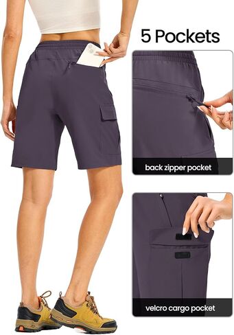 TBMPOY Women's Hiking Cargo Shorts 8.5" Lightweight Quick-Dry Water Resistant Athletic Shorts with Zipper Pockets in Saudi Arabia