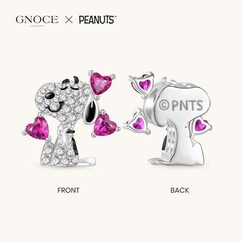 GNOCE Peanuts Snoopy Love Diamond Charm for Women, S925 Sterling Silver Dangle Charms for Women Wife, Valentine‘s Day, Mother’s Day Jewelry in Saudi Arabia