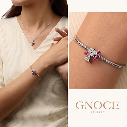 GNOCE Peanuts Snoopy Love Diamond Charm for Women, S925 Sterling Silver Dangle Charms for Women Wife, Valentine‘s Day, Mother’s Day Jewelry in Saudi Arabia