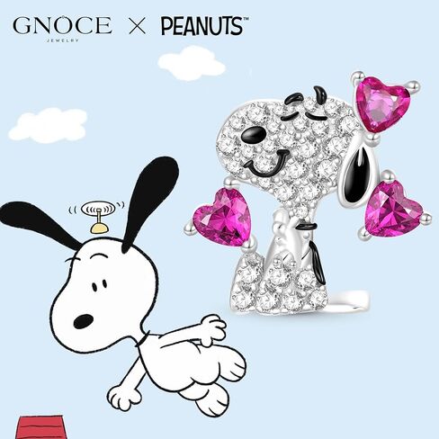 GNOCE Peanuts Snoopy Love Diamond Charm for Women, S925 Sterling Silver Dangle Charms for Women Wife, Valentine‘s Day, Mother’s Day Jewelry in Saudi Arabia