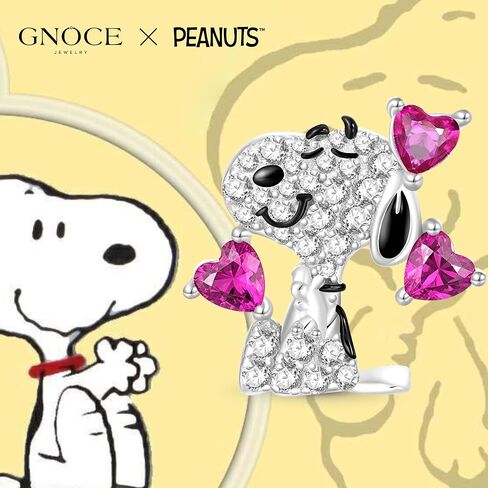 GNOCE Peanuts Snoopy Love Diamond Charm for Women, S925 Sterling Silver Dangle Charms for Women Wife, Valentine‘s Day, Mother’s Day Jewelry in Saudi Arabia