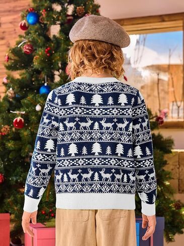 Haloumoning Boys Christmas Sweater Kids Fashion Crewneck Long Sleeve Knit Pullover Sweaters 5-14 Years in Saudi Arabia