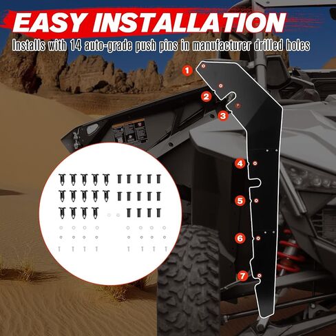 ستارة باب سفلية A & UTV PRO وعجلة خلفية جيدة لـ Polaris RZR PRO XP 2020 2021 2022 2023 2024، ألواح الأبواب السفلية، واقي من الرذاذ، مشاعل، واقيات الطين، ملحقات، مقعدان in Saudi Arabia