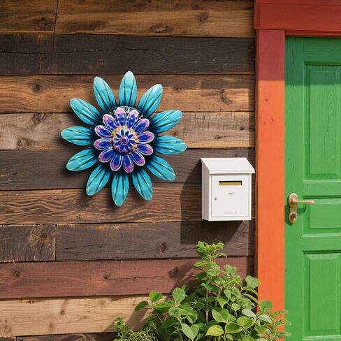 Metal Flower Wall Decor for Outdoor Garden Fence Durable Floral Metal Wall Art with Vivid Colors, Home Decor Sculpture for Patio, Backyard & Garden in Saudi Arabia