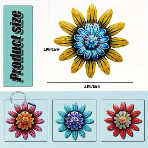 Metal Flower Wall Decor for Outdoor Garden Fence Durable Floral Metal Wall Art with Vivid Colors, Home Decor Sculpture for Patio, Backyard & Garden in Saudi Arabia