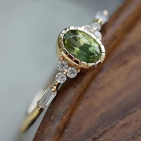Golden Plated Copper with Vintage Oval Cubic Zirconia Statement Ring Personalized Accessory Ideal for Women's Daily Casual Wear Party Holiday Anniversary Love Jewelry Gift in Saudi Arabia