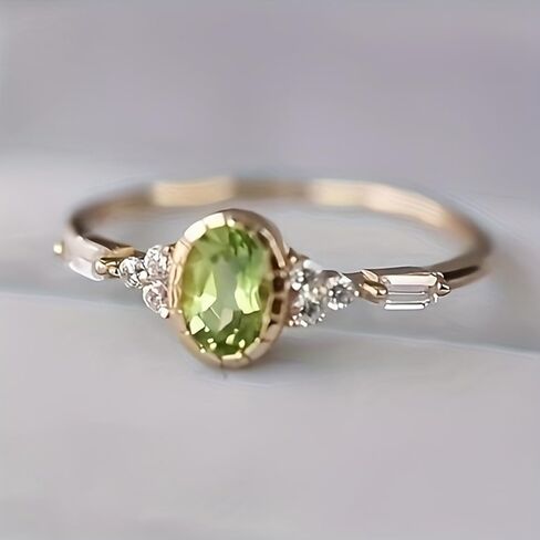 Golden Plated Copper with Vintage Oval Cubic Zirconia Statement Ring Personalized Accessory Ideal for Women's Daily Casual Wear Party Holiday Anniversary Love Jewelry Gift in Saudi Arabia