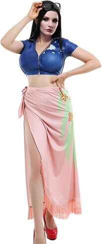 Women's Anime Cosplay Costume with Top and Wrap Skirt Halloween Cosplay Two-Piece Set in Saudi Arabia