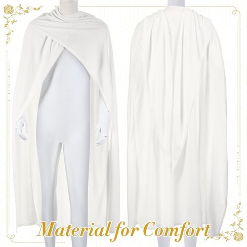 Hooded Shawl White Cloak Robe Cowl Hood Cape Medieval Scarf Post Apocalyptic Clothing for Queen Women Halloween Cosplay Dress Costume Outfit in Saudi Arabia