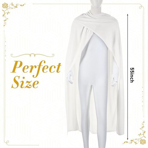 Hooded Shawl White Cloak Robe Cowl Hood Cape Medieval Scarf Post Apocalyptic Clothing for Queen Women Halloween Cosplay Dress Costume Outfit in Saudi Arabia