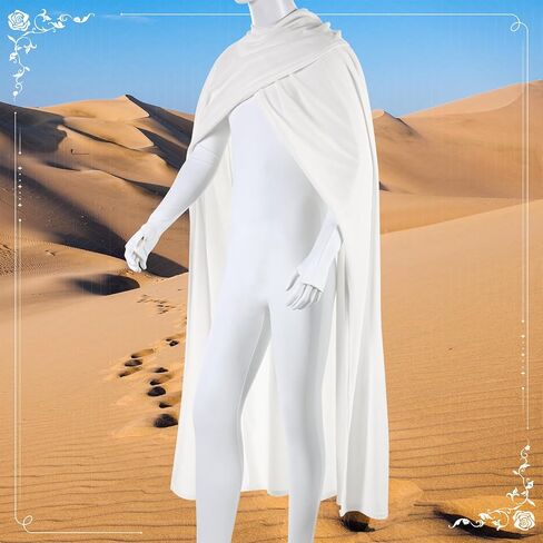 Hooded Shawl White Cloak Robe Cowl Hood Cape Medieval Scarf Post Apocalyptic Clothing for Queen Women Halloween Cosplay Dress Costume Outfit in Saudi Arabia
