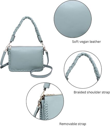 Judith Whipstitch Shoulder Bag for Women Vegan Leather Crossbody Purse Ladies Hobo Handbag with 2 Straps in Saudi Arabia