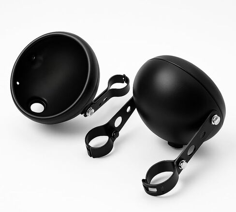 Yosoo Health Gear Motorcycle Headlight Housing Bucket 7in Headlamp Shell Headlight Cover, Universal Bucket Mount Replacement for LED Headlamp 38-51mm Fork Tubes, Matte Black Headlight Cover in Saudi Arabia