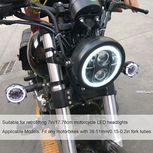 Yosoo Health Gear Motorcycle Headlight Housing Bucket 7in Headlamp Shell Headlight Cover, Universal Bucket Mount Replacement for LED Headlamp 38-51mm Fork Tubes, Matte Black Headlight Cover in Saudi Arabia