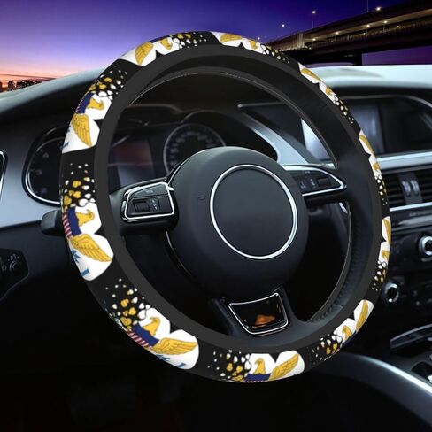 Virgin Islands of The United States Heart Shaped Flag Car Steering Wheel Cover Elastic Non Slip Vehicle Steering Wheel Protector 15 Inch for Men Women in Saudi Arabia