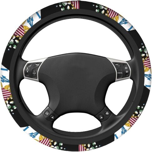 Virgin Islands of The United States Heart Shaped Flag Car Steering Wheel Cover Elastic Non Slip Vehicle Steering Wheel Protector 15 Inch for Men Women in Saudi Arabia