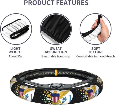 Virgin Islands of The United States Heart Shaped Flag Car Steering Wheel Cover Elastic Non Slip Vehicle Steering Wheel Protector 15 Inch for Men Women in Saudi Arabia