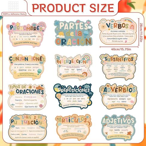 Wxiben Spanish Classroom Decorations - 20 Pcs Phrases Posters Set, School Decor Bulletin Board Study Materials for Teachers, Preschool Language Learning Posters in Kuwait