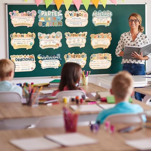 Wxiben Spanish Classroom Decorations - 20 Pcs Phrases Posters Set, School Decor Bulletin Board Study Materials for Teachers, Preschool Language Learning Posters in Kuwait