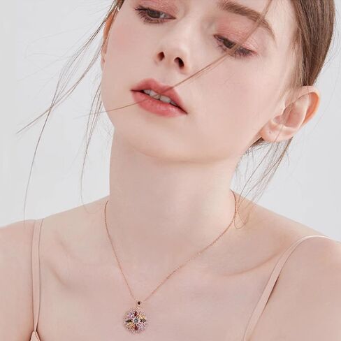 Colorful Snowflake CZ Christmas Pendant Necklace for Women Dainty Rose Gold Plated Austrian Crystal Flower Choker Necklaces Adjustable Chain Fashion Jewelry for Party Xmas 18" in Saudi Arabia