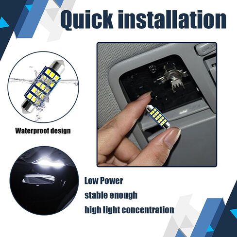 2 قطعة 578 لمبات LED ساطعة للغاية 1200LM 2835 شرائح لأضواء باب خريطة القبة الداخلية LED، 1.6 بوصة 6000K أبيض LED استبدال لمبات السيارة الداخلية 211-2 212-2 569 6411 6451 41 مم 42 مم in Saudi Arabia