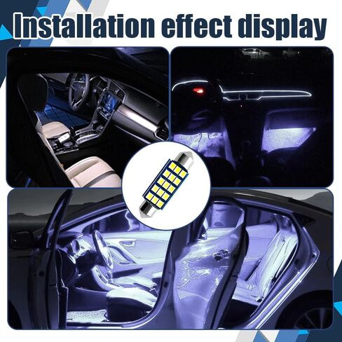 2 قطعة 578 لمبات LED ساطعة للغاية 1200LM 2835 شرائح لأضواء باب خريطة القبة الداخلية LED، 1.6 بوصة 6000K أبيض LED استبدال لمبات السيارة الداخلية 211-2 212-2 569 6411 6451 41 مم 42 مم in Saudi Arabia