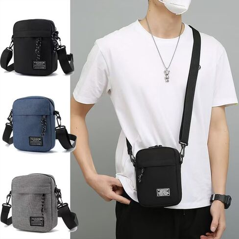 Small Crossbody Bag for Men Lightweight Shoulder Bag Casual Travel Crossbody Bags with Detachable Shoulder Strap in Saudi Arabia