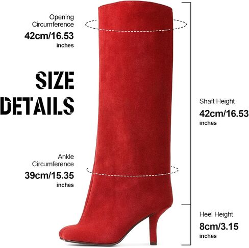 VOMIRA Women's Knee High Nude Suede Wide Calf Square Toe Stiletto Fall Winter Pull On High Heel Long Ladies Fashion Dress Tall Slouchy Boots in Saudi Arabia