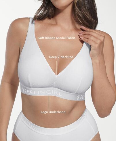 حمالات صدر لاسلكية من FeelinGirl للنساء بدون أسلاك داخلية مريحة مع دعم ورفع حمالة صدر عميقة على شكل حرف V in Kuwait