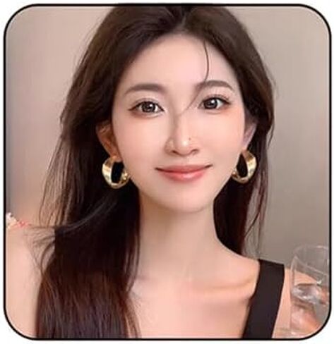 Chunky Gold Earrings Geometric Round Interweave Large Hoop Earrings Hypoallergenic Twisted Hoop Earrings Vintage Earrings Simple Fashion Jewelry Accessories for Women in Saudi Arabia