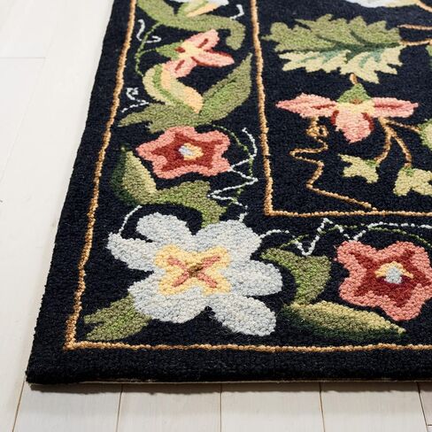 SAFAVIEH Chelsea Collection Runner Rug - 2'6" x 8', Black, Hand-Hooked French Country Wool, Ideal for High Traffic Areas in Living Room, Bedroom (HK311A) in Saudi Arabia