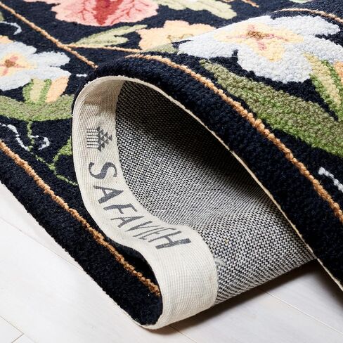 SAFAVIEH Chelsea Collection Runner Rug - 2'6" x 8', Black, Hand-Hooked French Country Wool, Ideal for High Traffic Areas in Living Room, Bedroom (HK311A) in Saudi Arabia