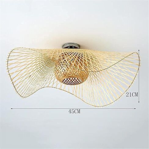 LNPTAL Handwoven Rattan Flush Mount Ceiling Light, Boho Wavy Bamboo Semi Flush Mount Fixture, Natural Wicker Dome Ceiling Lamp for Bedroom Living Room Dining Room in Saudi Arabia